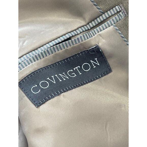 Covington 2 Piece Suit Size 44L Long Blazer Jacket Trouser Pants Career Tan - Picture 3 of 7